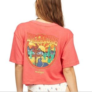 🔥BILLABONG🔥WRANGLER MADE IT CROP TEE RED T-SHIRT SMALL/MEDIUM NWT